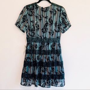 NWT Embroidered Striped A-Line Dress